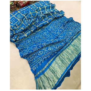 Sari Bandhej Ghatchola de Seda Pura Hecho a Mano de Lujo - Product Image 1