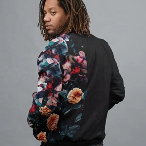 Veste universitaire unisexe tendance en tissu tissé avec fermeture éclair sur le devant, logo personnalisé, motif floral, impression par sublimation, patchs, nouveau design - Product Image 4