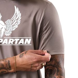 Camiseta deportiva para hombre, color gris piedra, cuello redondo, manga corta, atlética, para gimnasio, entrenamiento, correr, ropa deportiva informal - Product Image 6