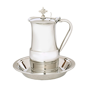 Pichet et assiette en acier inoxydable pour lavabo |   Ensemble de lavage d'autel d'église – DOUBLE VEE EXPORTS - Product Image 1