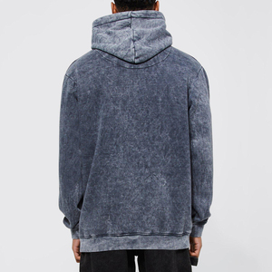 Sweat à capuche décontracté vintage pour homme, en molleton délavé effet soleil rouge, 100 % coton respirant, tricoté, motif uni - Product Image 2