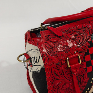 <b>Top</b> Selling Proper Designer Unique Stylish Leather Checkered Purse And Women Western Style Handbags And Hand <b>Tooled</b> Tote Bags - Product Image 3