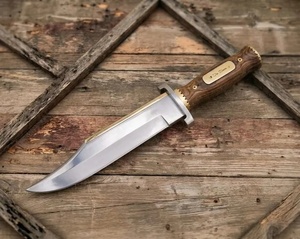 A&M ENTERPRISES Cuchillo Bowie de Acero Inoxidable de Hoja Fija Hecho a Mano con Punta Caída, Mango de Madera y Cuero, ODM OEM, Cuchillos de Camping - Product Image 2
