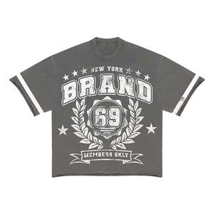 OEM 2026 Custom logo printing <b>Men</b> Streetwear Summer Cotton Two Piece Set All Over Screen Print T <b>Shirts</b> & Sweat Shorts Set - Product Image 5