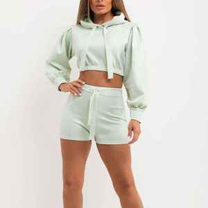 Breathable Fabric Summer <b>Wear</b> Hoodie Short Lounge Set Women Everyday <b>Wear</b> Hoodie And Athletic Short Set Women - Product Image 3