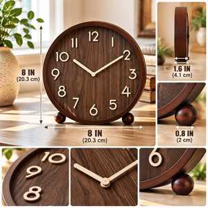 Horloge de bureau en bois de noyer – Horloge de table minimaliste pour la décoration moderne de la maison et du bureau - Product Image 5