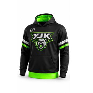 Sudadera con Capucha y Logotipo Personalizado para Hombre, Negra y Verde, Tejido Transpirable de Capa de Aire de 330 g, Corte Deportivo Regular, Diseño con Bolsillo Frontal, Ropa de Invierno - Product Image 2