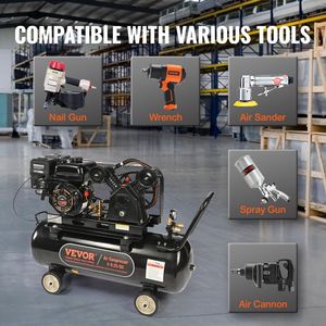 Serbatoio Compressore d'Aria Orizzontale da 21 Galloni, 7HP, Alimentato a Gas, 9CFM@115PSI, Pompa a Pistone, Sistema Industriale di Compressione dell'Aria a Gas - Product Image 6