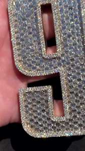 Collier personnalisé en moissanite numéro 9, style hip-hop, avec pendentif en moissanite taille baguette et ronde, bijoux bling-bling - Product Image 5