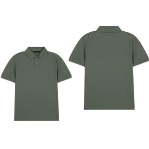 เสื้อโปโลสีเขียวมะกอกสำหรับผู้ชาย พิมพ์โลโก้ได้ตามต้องการ ผ้าฝ้าย 100% แขนสั้น เสื้อยืดโปโลสำหรับตีกอล์ฟ ขายส่ง รับผลิตแบบ OEM - Product Image 1