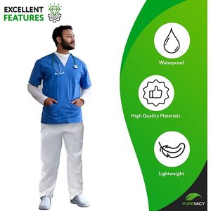 Pantaloni da lavoro grandi bianchi impermeabili da uomo 50 Scrub usa e getta; Abbigliamento antipioggia impermeabile da donna microporoso - Product Image 4