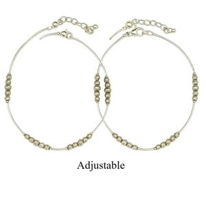 Bria bởi ssar tinh khiết 92.5 tinh khiết Sterling Bạc Di chuyển Bóng Ren rắn mô hình vòng chân (payal) gói 2 cho phụ nữ và trẻ em gái - Product Image 4