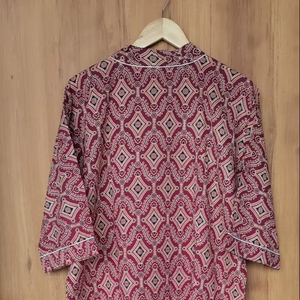 Kimono de Algodón con Estampado Geométrico Hecho a Mano - Product Image 1