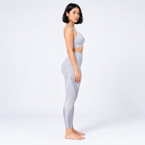 Conjunto de Yoga para Mujer, Top Corto sin Costuras, Leggings Largos de Cintura Alta, Color Gris Sólido, 2 Piezas, Ropa Deportiva para Entrenamiento y Fitness - Product Image 2