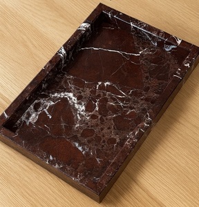 Impradoor Luxury Dark Brown <b>Marble</b> Oval Dish <b>Tray</b> Premium Handmade Stone Platter Multipurpose Decorative <b>Tray</b> for Bathroom best - Product Image 3