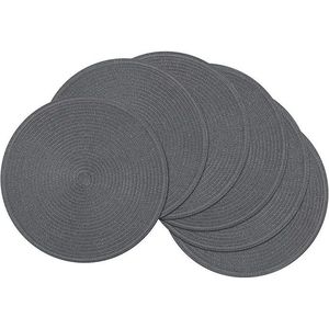 Set di 6 tovagliette rotonde da 15 pollici, lavabili, in cotone e poliestere, intrecciate, per la tavola, colore carbone - Product Image 3