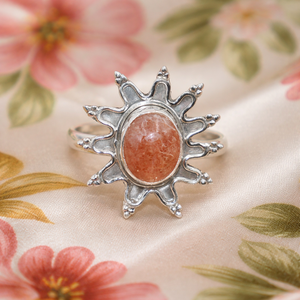 Bague en Pierre de Soleil Naturelle Effet Rayon de Soleil, Argent Sterling 925 Plaqué Or Rose et Or Jaune, Bijou Artisanal Tendance, Style Bohème Vintage, Cadeau pour Elle - Product Image 6