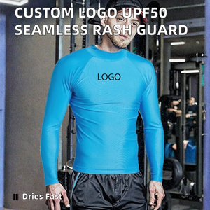 ODM Custom Logo UPF50 Sun Block Garment Dyed Seamless Fusing Rash Guard 4Pcs Pack Spandex/Nylon Long Sleeve <b>Mens</b> Fitness Quick - Product Image 6