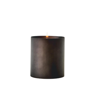 Porte-bougie cylindrique en fer noir mat avec récipient en métal résistant à la chaleur pour la décoration intérieure – L'élégance - Product Image 1