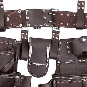 Brown <b>Leather</b> <b>Tool</b> Belt With Multiple Pockets And Adjustable Strap For Workshop Equipment Storage - Product Image 5