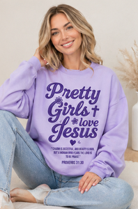 Sudadera con Estampado Religioso para Mujer, Diseño Casual con la Frase 'Pretty Girls Love Jesus', para la Iglesia Cristiana - Product Image 3