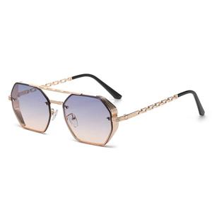 Gafas de Sol de Moda Retro de Metal 2024, Diseño de Patillas con Cadena de Metal, Protección UV400, Montura Negra/Marrón, Unisex, Venta al Por Mayor - Product Image 6