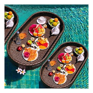 ถาดหวายลอยน้ำ ดีไซน์ทรงสมดุล สำหรับรับประทานอาหารริมสระน้ำ ประสบการณ์สปา และตลาดส่งออก - Product Image 1
