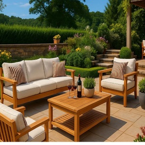 Canapé de patio en teck, meubles d'extérieur fabriqués en Indonésie, bois massif - Product Image 1