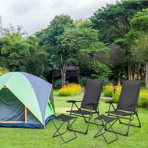 Set di 4 Sedie da Pranzo Pieghevoli con Schienale Regolabile e Poggiapiedi per Uso Esterno in Giardino - Product Image 3