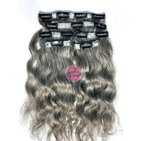 Extensions à clips Arrow Exim Gris Naturel 100% Remy Cheveux Indiens Vierges d'un Seul Donneur Double Trame Faite à la Machine Boucles à Tissage Simple Plus Claires - Product Image 3