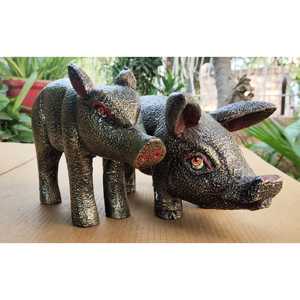 Escultura de estatua de cerdo de madera Estatuilla de madera elegante Modelo 1 - Product Image 5