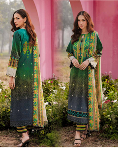 Ensemble 3 pièces haut de gamme pour l'été 2026 : Chemise en tissu lawn brodée et imprimée Charizma Rang-E-Bahar, et dupatta en mousseline, idéal pour les fêtes, séchage rapide - Product Image 1