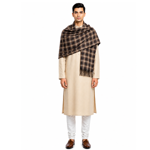 Bufanda de Lana a Cuadros para Hombre, Talla Grande, Marca Kriti International, con Flecos y Borlas, para Invierno, Suave, 500g, Teñida con Hilo, para Uso Casual - Product Image 2