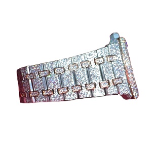 Montre Moissanite Haut de Gamme Entièrement Sertie, Clarté VVS, Bracelet en Caoutchouc, Cadran et Lunette Entièrement Sertis, Montre Quartz de Luxe Hip Hop, En Stock aux États-Unis et au Royaume-Uni - Product Image 1