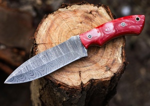 Couteau de chasse artisanal en acier Damas, manche intégral, personnalisé, OEM, vente en gros USA & Europe, couteau de camping Damas, manche en résine - Product Image 3