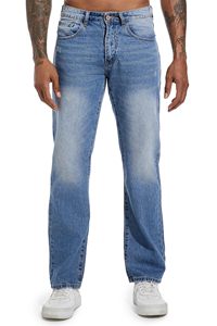 Jeans de Mezclilla para Hombre, Corte Recto, Lavado a la Piedra, Cintura Media, Corte Regular, Estilo Casual de Algodón, para Primavera - Product Image 4