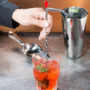 Hot Selling Reusable Stainless Steel Red Knob <b>Bar</b> Cocktail Spoon Mixer Long Handle Spiral Pattern Eco-Friendly Durable Easy - Product Image 4
