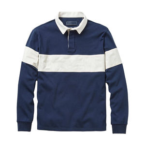 Camiseta de Rugby Personalizada de Buena Calidad para Adultos, Entrenamiento de Club, Manga Larga, Cuello Camisero, Corte Ajustado, Poliéster/Algodón, Transpirable, Personalización Rápida - Product Image 1