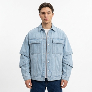 Veste en jean style chemise, coupe décontractée, col pointu, boutonnée, respirante et confortable, en denim indigo délavé, poids moyen - Product Image 4
