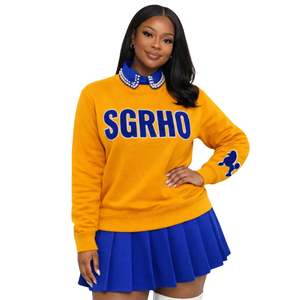 Sweat-shirt en chenille à manches longues Sigma Gamma Rho Gold SGRHO pour femme, mélange de coton, coupe décontractée et élégante - Product Image 1
