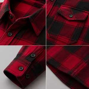 Men's Plus Size Woven Flannel Shirt Regular Fit Casual Full Sleeve <b>Button</b> Collar 100% Cotton Heat-Transfer Printed Winter - Product Image 4