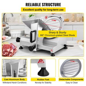 Affettatrice Elettrica Commerciale da 200W per Carne e Salumi con Lama in Acciaio al Carbonio da 8 Pollici, 350-400 RPM, Funzione Regolabile da 0-0,47 Pollici - Product Image 5