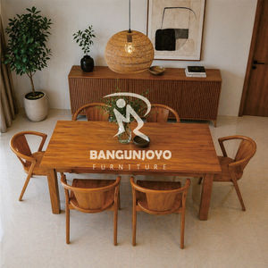 Wooden <b>Dining</b> <b>Table</b> and Chairs Set with Solid Back Chairs in Modern Design Eco-Friendly Home Furniture for Apartment & Villa - Product Image 3