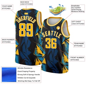 Personnalisé Basketball Respirant Hommes Tackle Sergé Broderie Vintage Basketball Wear Mesh Basketball Jerseys - Product Image 2