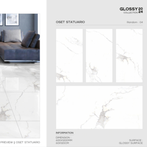 Azulejo de Porcelana Brillante de Alta Gama 600x1200, Formato Grande, Superficie Pulida Premium, para Paredes y Pisos, Uso Interior y Exterior Moderno - Product Image 1