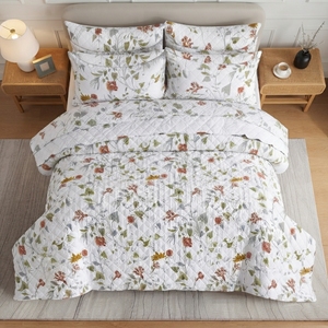 Ensemble de couvre-lit d'automne 3 pièces, motif losanges uni, mélange de coton T-150, literie pour toutes les saisons, usage domestique, style durable - Product Image 3