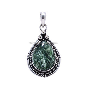 Meilleure vente de bijoux en séraphinite pendentif en argent sterling 925 pendentif en pierre précieuse, pendentif fait main, beau pendentif, pendentif cadeau - Product Image 4
