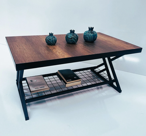 Modern Minimalist <b>Rectangle</b> Center <b>Table</b> Vintage Simple 2-Tier <b>Coffee</b> <b>Table</b> with Storage Shelf for Living Room Furniture - Product Image 3