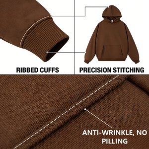 Sweat à capuche personnalisé ODM en molleton bouclette, coupe oversize à épaules tombantes, anti-plis, imprimé en relief, couleurs tendance automne - Product Image 4