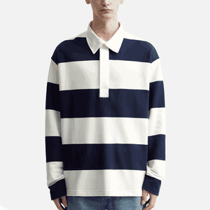 Camiseta Polo de Manga Larga Tejida para Hombre, Tejido de Algodón de Alta Calidad, Logotipo Bordado en el Pecho, Tallas Grandes, Sudadera de Rugby - Product Image 4